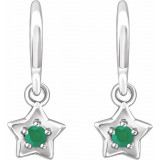 14K White 3 mm Round May Youth Star Birthstone Earrings - 653420614P photo 2
