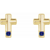 14K Yellow Blue Sapphire Cross Earrings - R17020625P photo 2