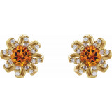 14K Yellow Citrine & 1/6 CTW Diamond Halo-Style Earrings - 87092630P photo 2