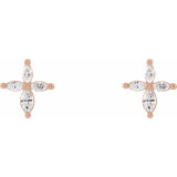 14K Rose 1/3 CTW Diamond Cross Earrings - R17023602P photo 2