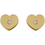 14K Yellow .01 CTW Diamond Solitaire Heart Youth Earrings - 192032601P photo 2