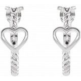 14K White Pierced Heart Rope Hoop Earrings - 653407601P photo 2