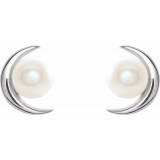 14K White Freshwater Cultured Pearl Earrings - 86805600P photo 2
