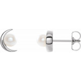14K White Freshwater Cultured Pearl Earrings - 86805600P photo