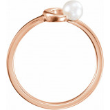 14K Rose Cultured Freshwater Pearl Crescent Moon Ring - 6494602P photo 2