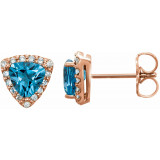 14K Rose Swiss Blue Topaz & .08 CTW Diamond Earrings - 862756002P photo