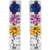 14K White Multi-Color Sapphire Bar Earrings - 86951600P photo 2