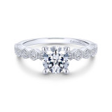 Gabriel & Co. 14k White Gold Victorian Straight Engagement Ring - ER14429R4W44JJ photo
