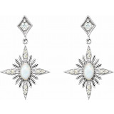 14K White Australian Opal & 1/6 CTW Diamond Celestial Earrings - 87042605P photo 2
