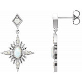 14K White Australian Opal & 1/6 CTW Diamond Celestial Earrings - 87042605P photo