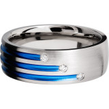 Lashbrook Titanium Diamond 8mm Men's Wedding Band - 8DSTAGGERANODIA3X.03F+BLUE_SATIN photo 3