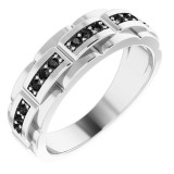 14K White 1/4 CTW Black Diamond Pattern Ring - 9860600P photo