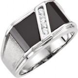 14K White Onyx & 1/8 CTW Diamond Bezel-Set Ring - 60939100P photo