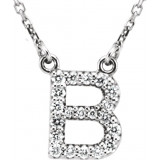 14K White Initial B 1/8 CTW Diamond 16 Necklace - 67311101P photo