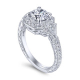 Gabriel & Co. 14k White Gold Art Deco Halo Engagement Ring - ER14440R4W44JJ photo 3