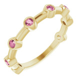 14K Yellow Pink Tourmaline Bezel-Set Bar Ring - 72005646P photo