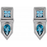 14K White Blue Multi-Gemstone Geometric Bar Drop Earrings - 87039600P photo 2