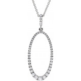 14K White 5/8 CTW Diamond Oval Silhouette 18 Necklace - 68657100P photo