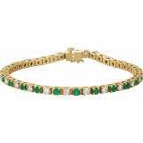 14K Yellow Emerald & 2 1/3 CTW Diamond Line 7 Bracelet - 62078255393P photo