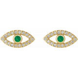 14K Yellow Emerald & White Sapphire Earrings - 86884619P photo 2