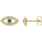 14K Yellow Emerald & White Sapphire Earrings - 86884619P photo