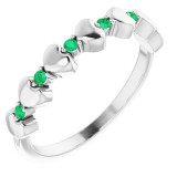 14K White Emerald Stackable Heart Ring - 71999601P photo