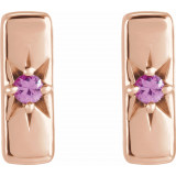 14K Rose Pink Sapphire Starburst Bar Earrings - 87144612P photo 2