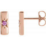 14K Rose Pink Sapphire Starburst Bar Earrings - 87144612P photo