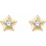 14K Yellow 3 mm Round April Youth Star Birthstone Earrings - 653421610P photo 2