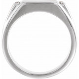 14K White 1/10 CTW Black Diamond 11.5x10 mm Rectangle Signet Ring - 9859601P photo 2