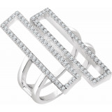 14K White 1/2 CTW Diamond Double Rectangle Geometric Diamond Ring - 65241960000P photo