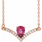 14K Rose Pink Tourmaline & .06 CTW Diamond 18 Necklace - 868146127P photo