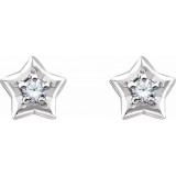 14K White 3 mm Round April Youth Star Birthstone Earrings - 653421647P photo 2