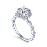 Gabriel & Co. 14k White Gold Art Deco Halo Engagement Ring - ER14452R4W44JJ photo 3