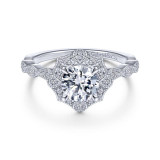 Gabriel & Co. 14k White Gold Art Deco Halo Engagement Ring - ER14452R4W44JJ photo