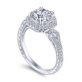Gabriel & Co. 14k White Gold Art Deco Halo Engagement Ring - ER14496R4W44JJ photo 3