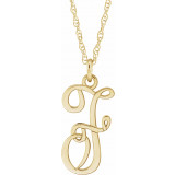 14K Yellow Script Initial F 16-18 Necklace - 8709010031P photo