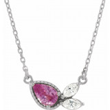 14K White Pink Sapphire & 1/6 CTW Diamond 16 Necklace - 86854620P photo