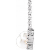 14K White Akoya Cultured Pearl & .08 CTW Diamond 16 Necklace - 87273119P photo 2