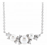 14K White Akoya Cultured Pearl & .08 CTW Diamond 16 Necklace - 87273119P photo