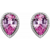 14K White Pink Sapphire Earrings - 86796600P photo 2