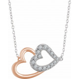 14K White & Rose 1/5 CTW Diamond Double Heart 16-18 Necklace - 65290960001P photo