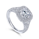 Gabriel & Co. 14k White Gold Victorian Halo Engagement Ring - ER9333W44JJ photo 3