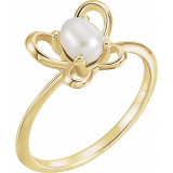 14K Yellow 4x3 mm Pearl June Youth Butterfly Birthstone Ring - 653415634P photo