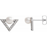 14K White Freshwater Cultured Pearl & 1/5 CTW Diamond Earrings - 87015605P photo