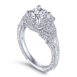 Gabriel & Co. 14k White Gold Victorian Halo Engagement Ring - ER14482R4W44JJ photo 3