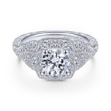 Gabriel & Co. 14k White Gold Victorian Halo Engagement Ring - ER14482R4W44JJ photo
