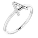 14K White Initial A Ring - 51895101P photo
