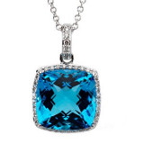 14K White Swiss Blue Topaz & 1/4 CTW Diamond 18 Necklace - 67077100P photo