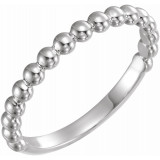 14K White Stackable Beaded Ring - 509291003P photo